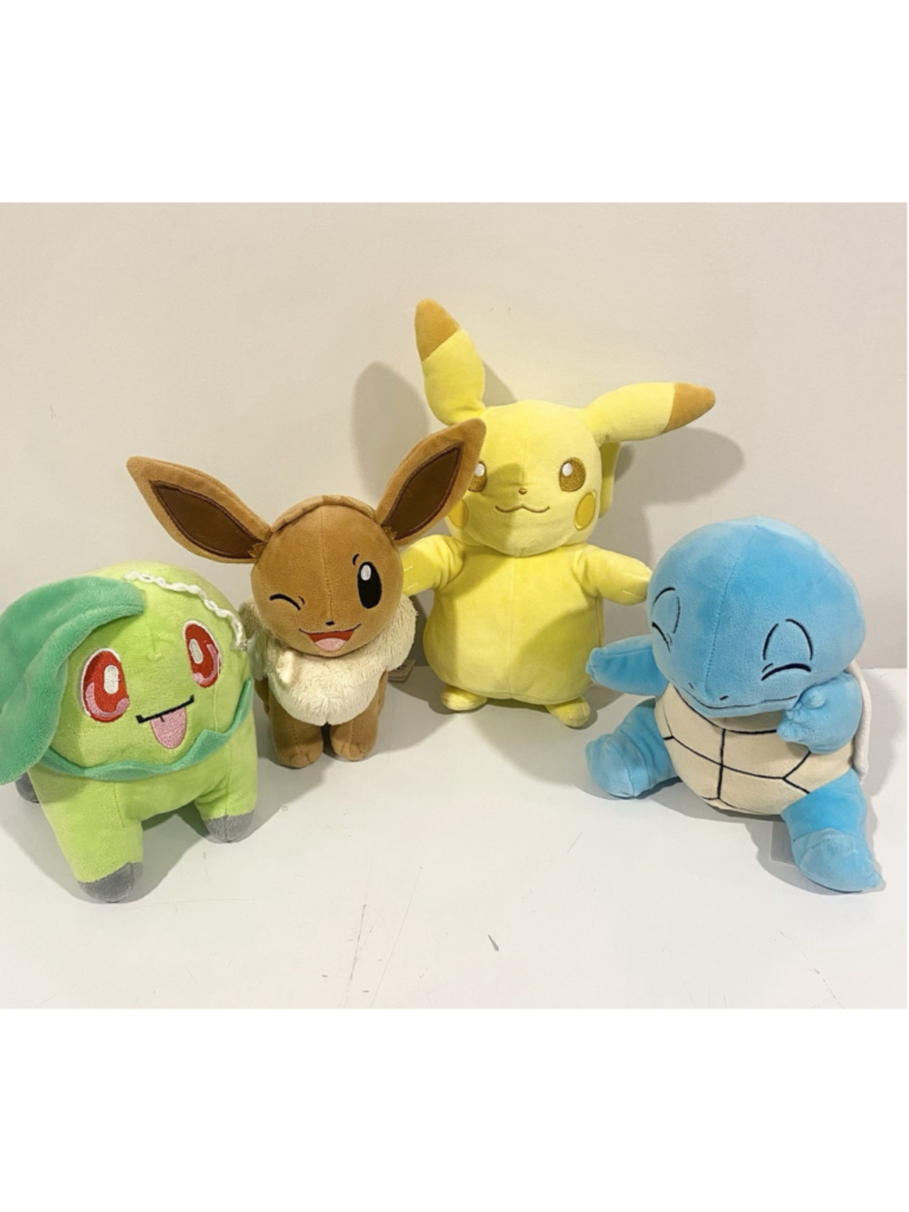Pokemon Plush Lot of 4 Pikachu Eevee Squirtle Chikorita Stuffed Toys Nintendo